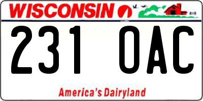 WI license plate 231OAC