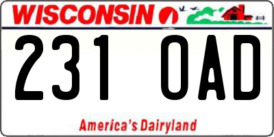 WI license plate 231OAD