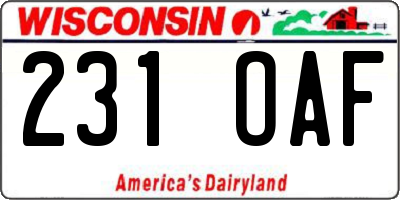 WI license plate 231OAF