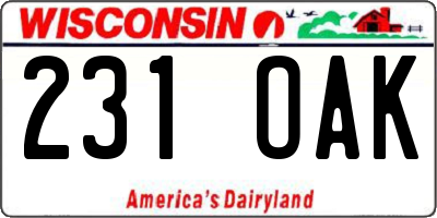 WI license plate 231OAK