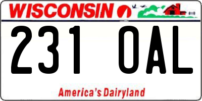 WI license plate 231OAL