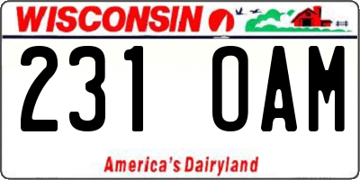 WI license plate 231OAM