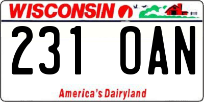 WI license plate 231OAN