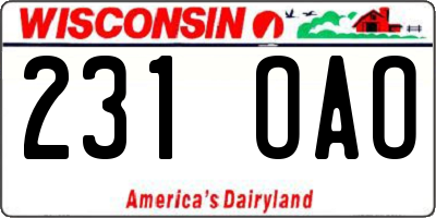 WI license plate 231OAO