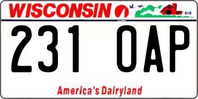 WI license plate 231OAP