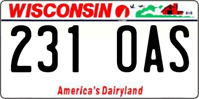WI license plate 231OAS