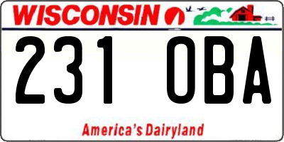 WI license plate 231OBA