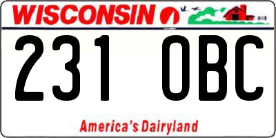 WI license plate 231OBC