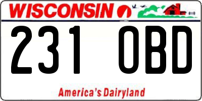WI license plate 231OBD