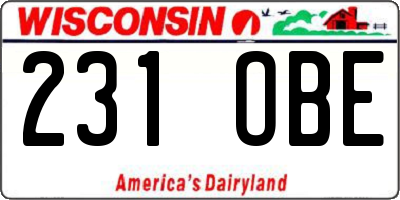 WI license plate 231OBE