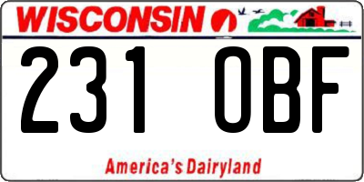 WI license plate 231OBF