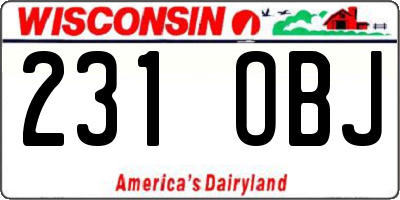 WI license plate 231OBJ