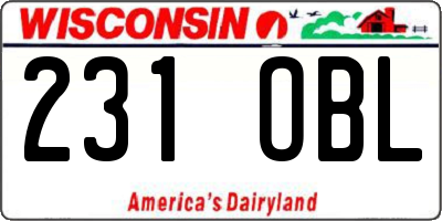 WI license plate 231OBL