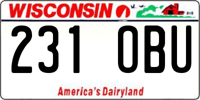 WI license plate 231OBU
