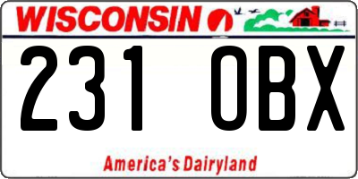 WI license plate 231OBX