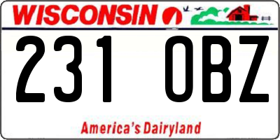 WI license plate 231OBZ