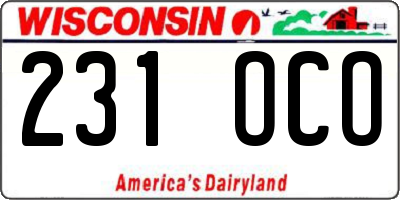 WI license plate 231OCO