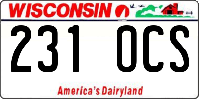 WI license plate 231OCS