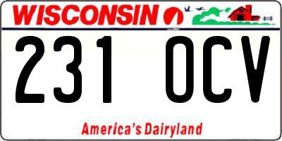 WI license plate 231OCV