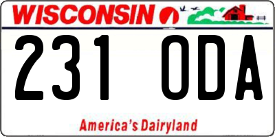 WI license plate 231ODA