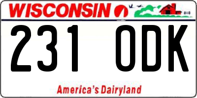 WI license plate 231ODK