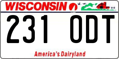 WI license plate 231ODT
