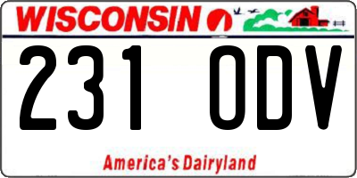 WI license plate 231ODV