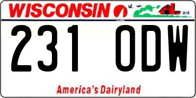 WI license plate 231ODW
