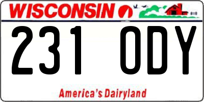 WI license plate 231ODY