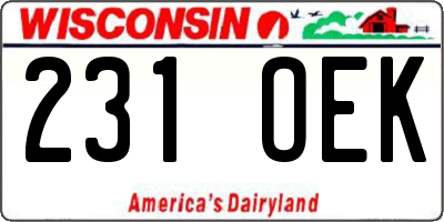 WI license plate 231OEK