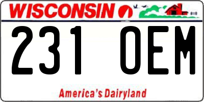 WI license plate 231OEM