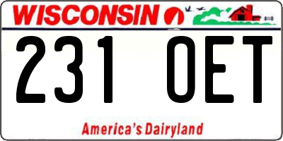 WI license plate 231OET