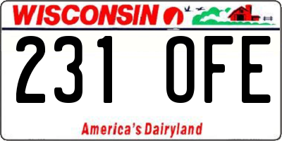 WI license plate 231OFE