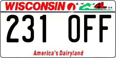WI license plate 231OFF
