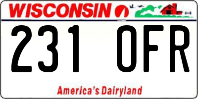 WI license plate 231OFR