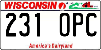 WI license plate 231OPC