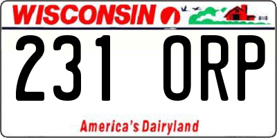 WI license plate 231ORP