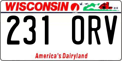WI license plate 231ORV