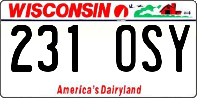 WI license plate 231OSY