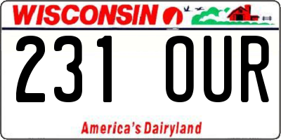 WI license plate 231OUR