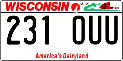 WI license plate 231OUU