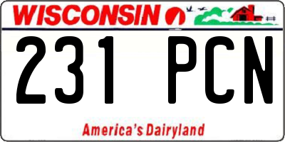 WI license plate 231PCN