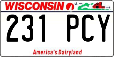 WI license plate 231PCY