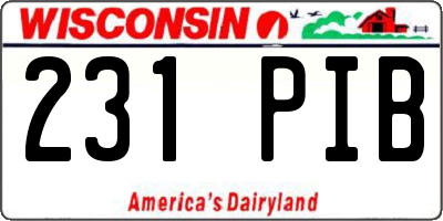 WI license plate 231PIB