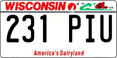 WI license plate 231PIU