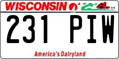WI license plate 231PIW