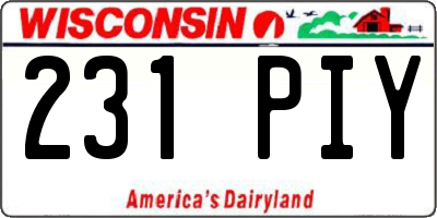 WI license plate 231PIY