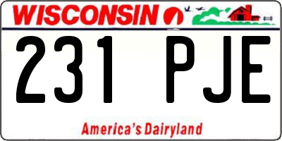 WI license plate 231PJE