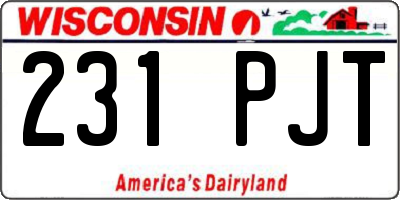 WI license plate 231PJT