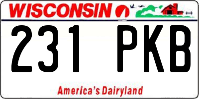 WI license plate 231PKB